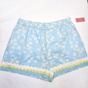 Simply Southern Blue Shorts with White Flowers Women's Size XL NEW